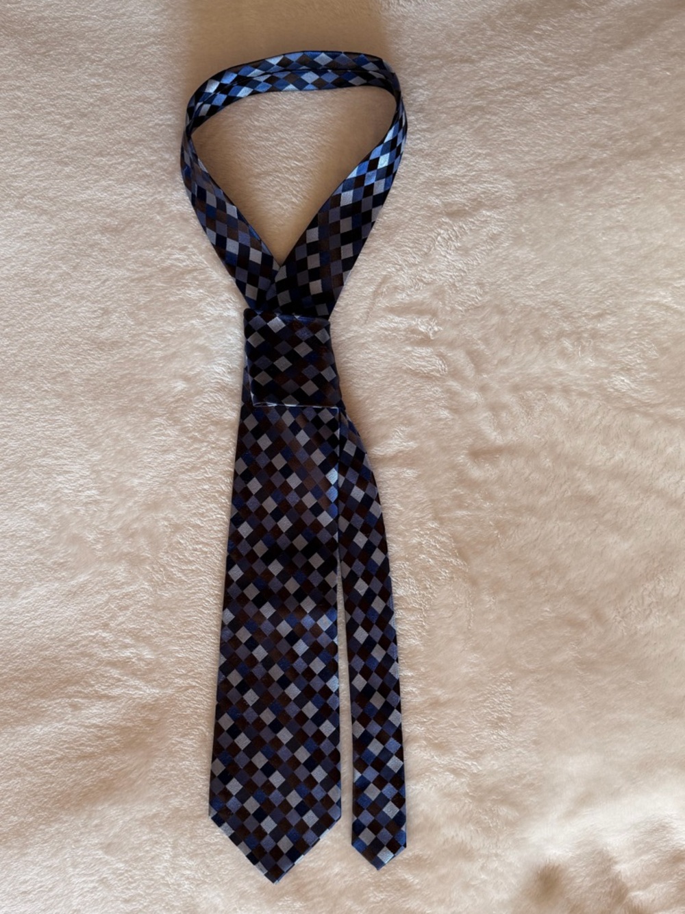 Merona Blue and Navy Checkered Men's Necktie